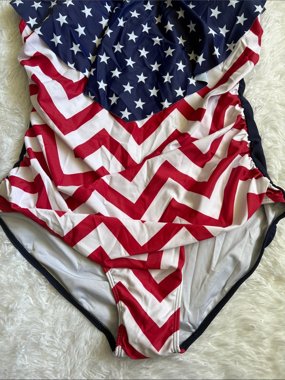 New In Packaging American Flag Ruffle Front One Piece Swimsuit Size XXL - Picture 2 of 15